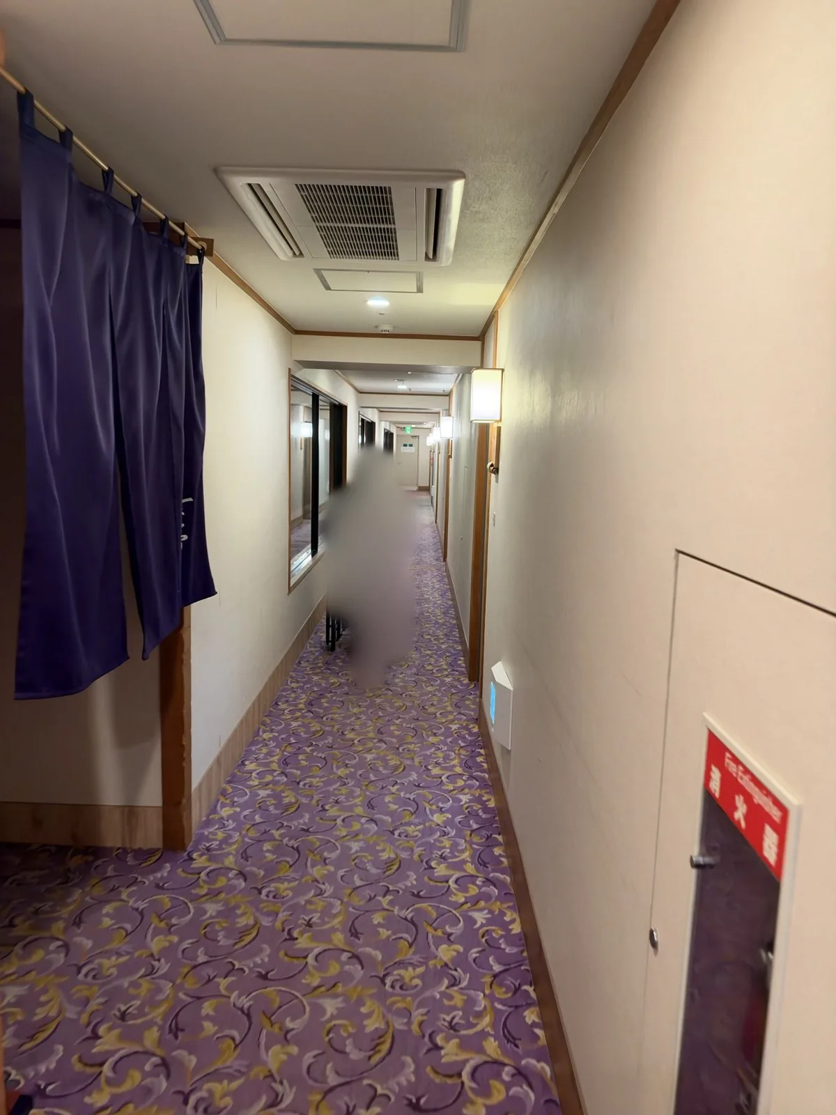 のれんのかかった館内の廊下